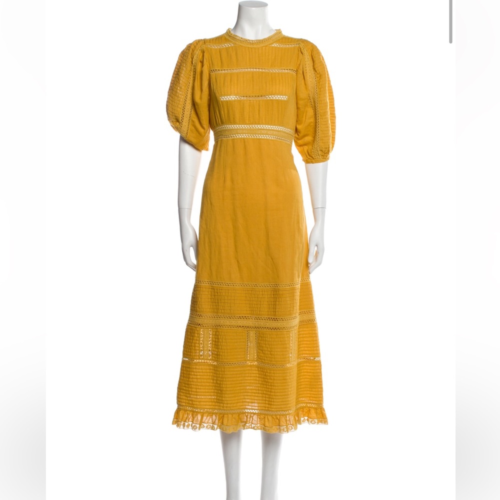 Sea Linen Puff Sleeve Dress